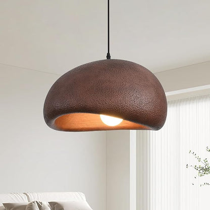 15.7in Wabi Sabi Pendant Lights Kitchen Island Lighting Fixture Ceiling Mount Brown Modern Japanese Lamp Japandi Chandelier for Dining Living Room Hallway Bedroom Restaurant Hanging Lamp