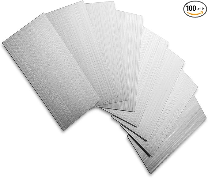 AULIGET 3" x 6" Subway Tile Peel and Stick Backsplash, Thick PVC Stick on Wall Tiles (100, Brush Aluminum)
