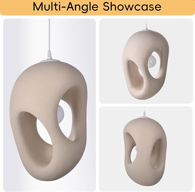 1 Light EPS Dining Room Pendant, Modern Nordic Cement Chandelier Fixture, Concrete Wabi Sabi 9.84''W Ceiling Kitchen Hanging Lamp