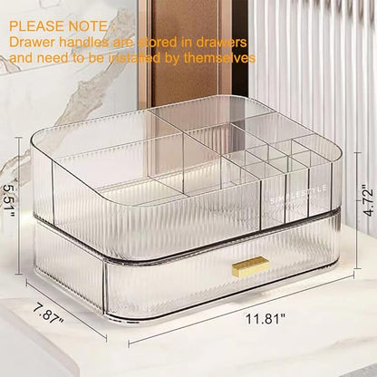 MIUOPUR Makeup Organizer with Stackable Drawers, Bathroom Vanity Organizers and Storage, Ideal for Desk and Dresser Countertops, Great for Cosmetics, skincare, Lipsticks, Nail Care -Clear