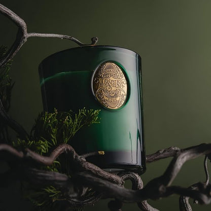 M&SENSE Natural Soy Candle | Evergreen Pine & Emerald Green | 9.2 oz, 50H Burn Time | Luxury Scented Candle for Relaxation, Gifting, Home Décor | Ideal for Bedroom, Office, Party Ambiance