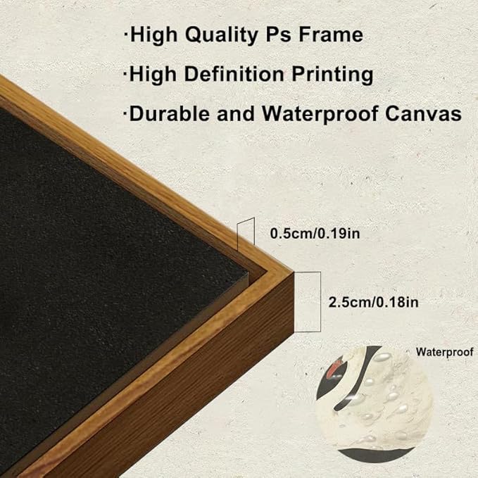 KBKBART Framed Canvas Wall Art for Living Room Bedroom Decor, Vintage Antique Swan Watercolor Canvas Painting, Rustic Bathroom Decor, Classical Swan Vintage Wall Art (9"x11")