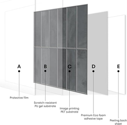 5 Pack Peel and Stick Backsplash Subway Tiles, Extra Thick 3D Wall Panels, Heat & Water Resistant, Easy DIY Kitchen, Bathroom, Laundry, Fireplace & Rental Home Wall Décor (12 x 12 in), Gray
