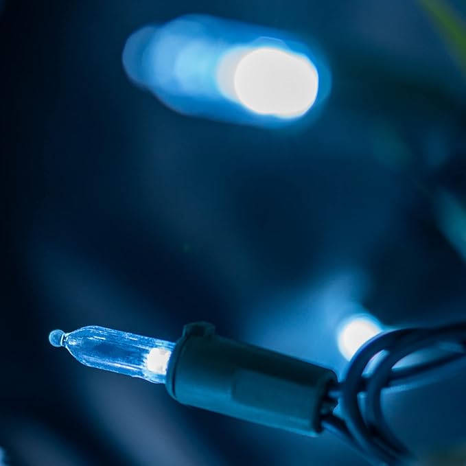 YULETIME Cool White LED Christmas Lights with Green Wire, 33 ft 100 Count UL Certified Commercial Grade Holiday String Light Set (Cool White - Green Wire)