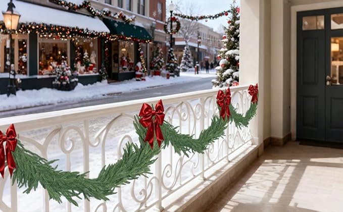 Christmas Garlands Norfolk Pine - Real Touch Pine Garlands - Garlands Christmas Decorations for Home Dining Table Mantel Porch Winter Christmas Decor(9ft)