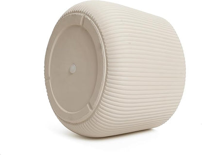 LuxenHome 15.5" Dia Round Planter, Large Indoor Outdoor Plant Pot with Drainage Hole and Rubber Plug, Handmade Modern Off-White Ripped Concrete Planter Pot, Flower Pot for Home Garden Patio Porch