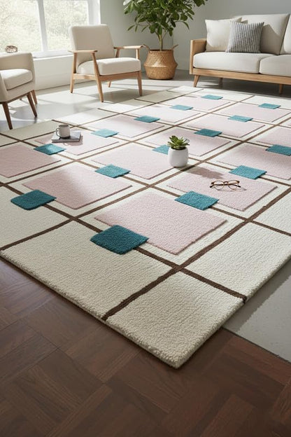 Greer Wool Area Rug - Chic Hand-Tufted Mauve, Blue, and Beige Design for Stylish Home Decor (2.5x9 Ft)