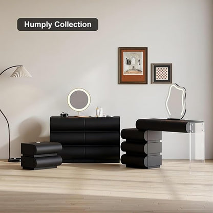 homary Black 6 Drawer Dresser Chest with Storage Cabinet Modern Chest of Drawers Storage Organizer Dresser for Bedroom Hallway Living Room (Black)