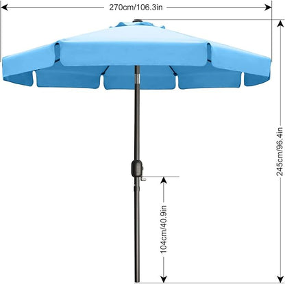 ABCCANOPY 9ft Scalloped Patio Umbrella, Outdoor Table Umbrella with Tilt and Crank, Fiberglass Ribs Deck Umbrella for Patio, Pool, Garden, Picnic (Turquoise)