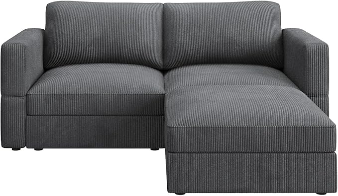 HONBAY Modular Sectional Sofa with Storage Corduroy Couches with Chaise L Shaped Sectional Couches for Living Room,Dark Grey