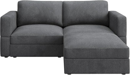 HONBAY Modular Sectional Sofa with Storage Corduroy Couches with Chaise L Shaped Sectional Couches for Living Room,Dark Grey