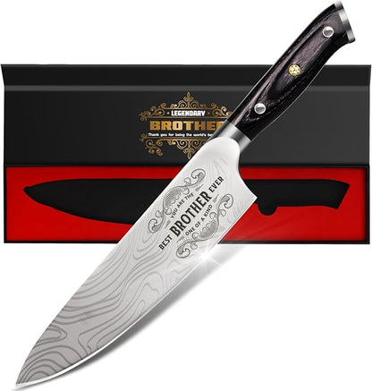 Gifts for Men Brother Christmas, Kitchen Cooking Knife Brother Gifts for Birthday, 8 inch Professional German High Carbon Stainless Steel Chef Knife, Brother Gifts Xmas Stocking Stuffers