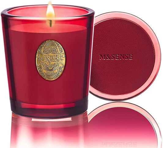 M&SENSE Natural Soy Candle | Wild Rose & Red | 9.2 oz, 50H Burn Time | Luxury Scented Candle for Relaxation, Gifting, Home Décor | Ideal for Bedroom, Office, Party Ambiance