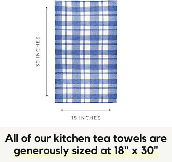 Modern Style Premium Kitchen Tea Towel Super Absorbent Fast Drying Microfiber Denim Plaid