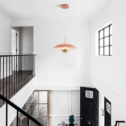 Modern LED Hanging Lamp Mini Indoor Ceiling Light with Pink Shade Bedside Gold Pendant Light for Kitchen Bedroom Hallway