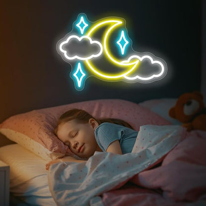 Star Moon Cloud Neon Sign for Wall Decor Bedroom Bar decor Personalized LED Neon Light, bedroom moon decorate, Game Room Decor, Moon Neon For Kids Room, Girls, Wedding, Party, Christmas