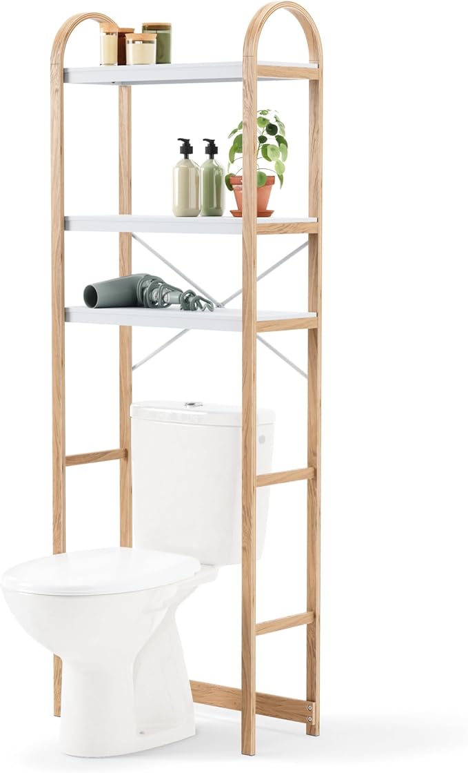 Umbra Bellwood Over-The-Toilet Shelf for Bathroom or Powder Room, White/Natural