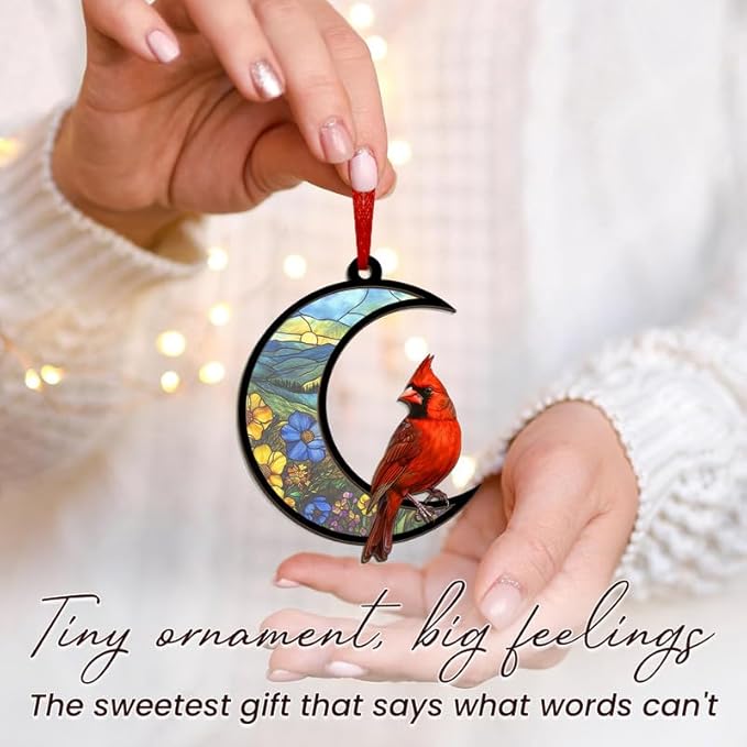 Christmas Cardinal Gifts for Women Men - Memorial Christmas Ornaments 2025, Sympathy Gifts for Loss of Loved One Mom Son, Memorial Bereavement Gift Ideas, Xmas Tree Decoration Suncatcher