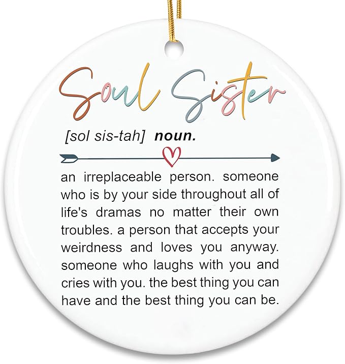 ZAGKOO Soul Sister Christmas Ornament 2025 - Soul Sister Gifts for Women, Best Friend Christmas Ornament, Friendship Gift for Bestie, BFF, Close Friend - Xmas Decoration Ceramic Ornaments 2025