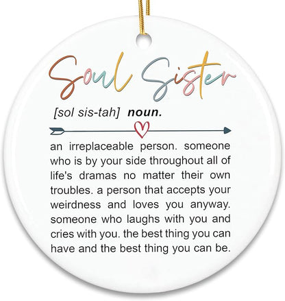 ZAGKOO Soul Sister Christmas Ornament 2025 - Soul Sister Gifts for Women, Best Friend Christmas Ornament, Friendship Gift for Bestie, BFF, Close Friend - Xmas Decoration Ceramic Ornaments 2025