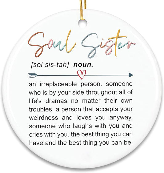 ZAGKOO Soul Sister Christmas Ornament 2025 - Soul Sister Gifts for Women, Best Friend Christmas Ornament, Friendship Gift for Bestie, BFF, Close Friend - Xmas Decoration Ceramic Ornaments 2025