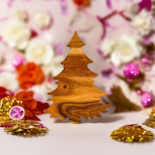 Affinity Decor Organic Acacia kitchen Cutting Chopping Charcuterie Board Platter for Butcher Block Cheese and Vegetables (Leafy Christmas Tree Board 13"L x 10"W)