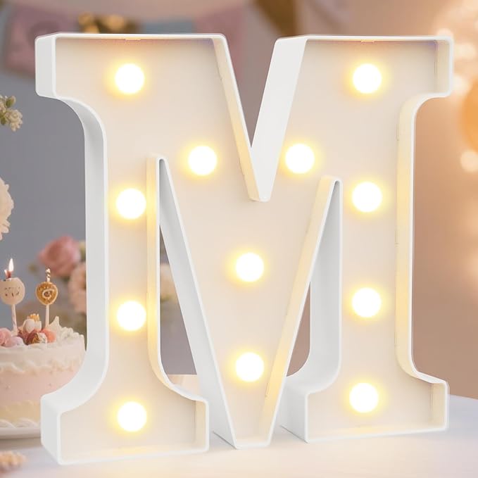 Pooqla LED Marquee Letter Lights Sign, Light Up Alphabet Letter for Home Party Wedding Decoration M