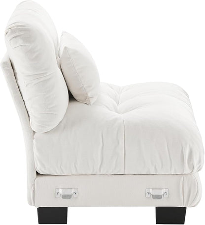 SoarFlash Velvet Sectional Middle Position Sofa, White