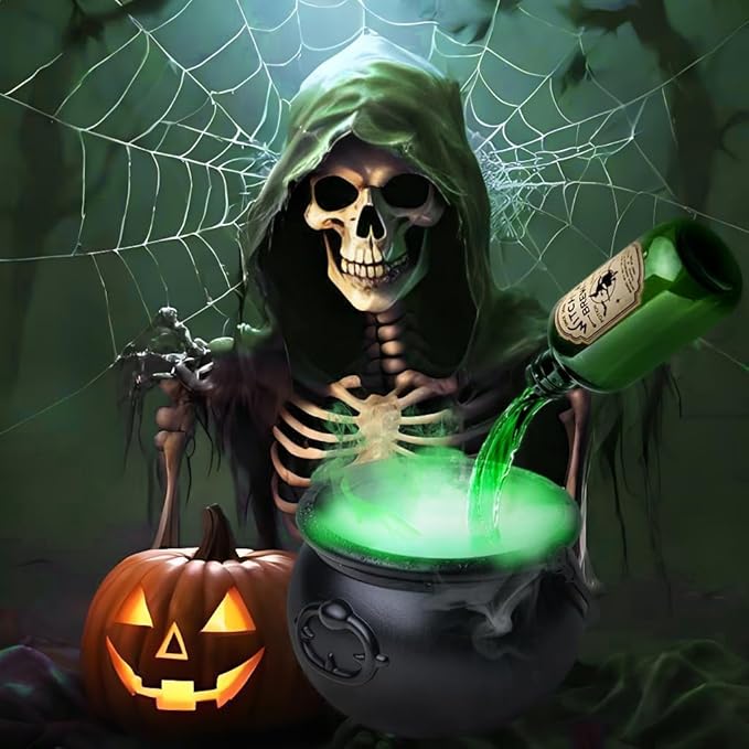2025 Halloween Decorations Indoor & Outdoor - Halloween Cauldron Vessel, Floating Potion Bottles, Kitchen Decor of Candy Vessel with Magic Floating Bottle (Magic)