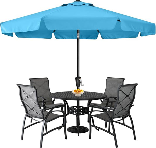 ABCCANOPY 10ft Scalloped Patio Umbrella, Outdoor Table Umbrella with Tilt and Crank, Fiberglass Ribs Deck Umbrella for Patio, Pool, Garden, Picnic (Turquoise)
