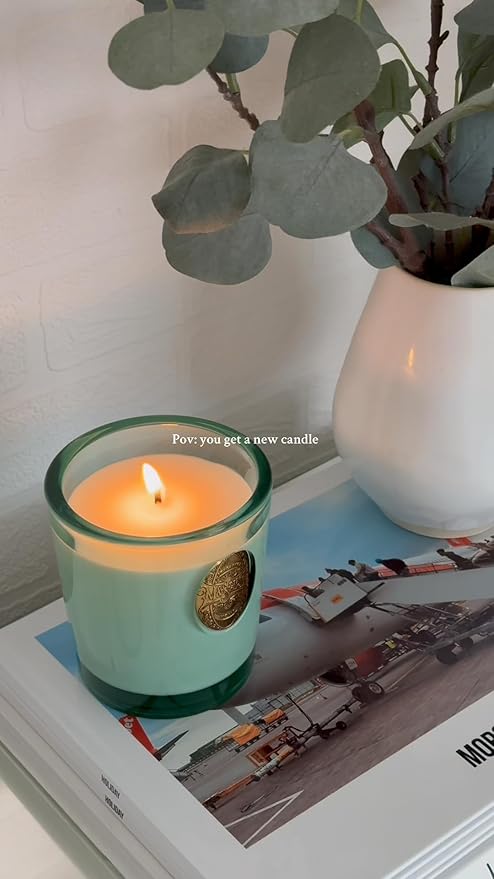 M&SENSE Natural Clean Scented Soy Candle | Fresh Linen & Neon Blue | 9.2 oz, 50H Burn Time | Luxury Scented Candle for Relaxation, Gifting, Home Décor | Ideal for Bedroom, Office, Party Ambiance