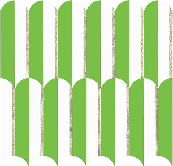Vamos Tile Peel and Stick Backsplash Seamless Tile for Kitchen,White and Grass Green PVC Mixed Light Gold Self Adhesive Fish Scale Metal Mosaic Tiles (10 Sheets)