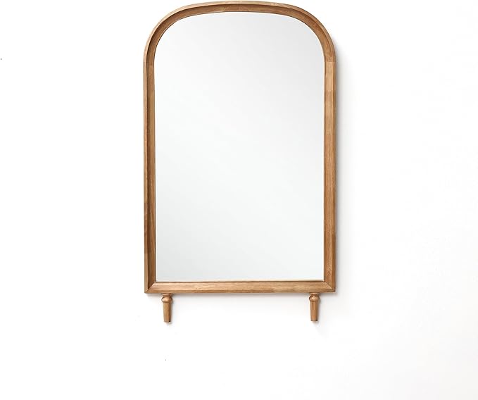 LuxenHome Arched Wall Mirror with Solid Wood Frame, 23.6''x39.5'' Large Farmhouse Wall Mounted Decorative Mirror with Legs, Rustic Arch Mirrors for Bathroom Vanity, Entryway, Living Room, Bedroom