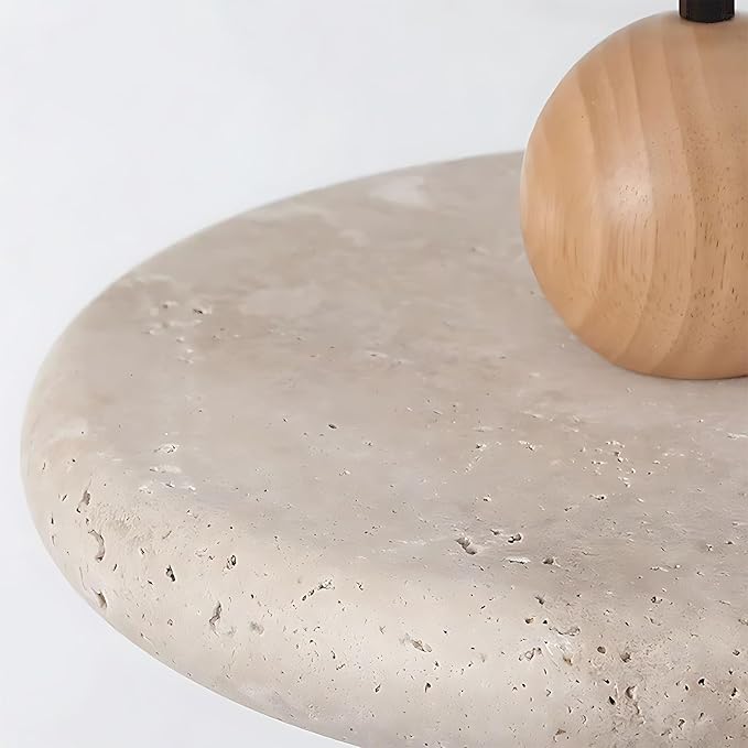 LED Natural Stone Pendant Light with Warm Glow, Modern Minimalist Dome Chandelier, Small Hanging Lamp for Kitchen Island Over Sink Bedroom Dining Room or Tea Room(Walnut)