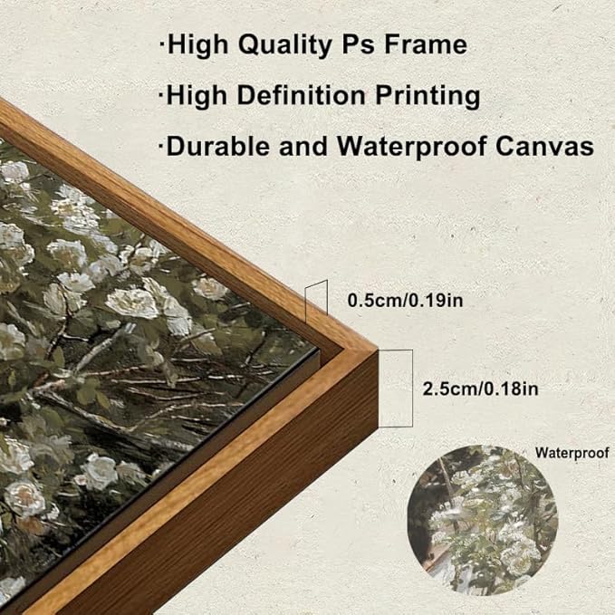 KBKBART Framed Vintage Canvas Wall Art, Retro French Country Garden Women Flower Classical Painting Bedroom Art Print, Rustic Vintage Wall Decor for Bathroom, Living Room, Office(9"x11")