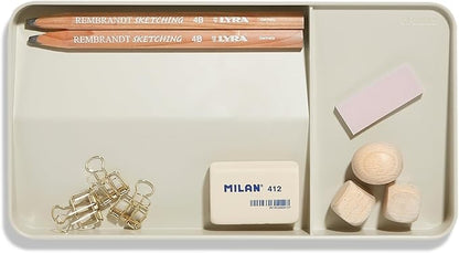 BLUE GINKGO Desk Organizer – Korean-Made Organizer for Notes, Pens, Pencils, and Accessories (Double-sided, Beige)