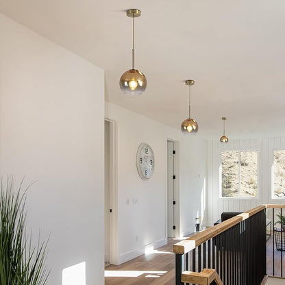 KCO Lighting Glass Globe Hanging Light Fixture Modern Gold Pendant Lights Kitchen Island Mid Century Dining Room Hanging Light Fixtures Over Table Single Pendant Light