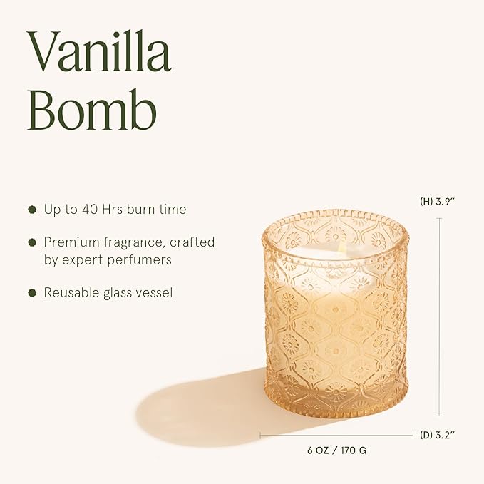 LA JOLIE MUSE Fall Candle | Vanilla Bomb Candle –Vanilla, Lemon Zest & Patchouli | 6 oz Cotton Wick | Natural Soy Wax | 40 Hours Clean Burn | Gift-Ready for Autumn Hosting | Seasonal Home Décor