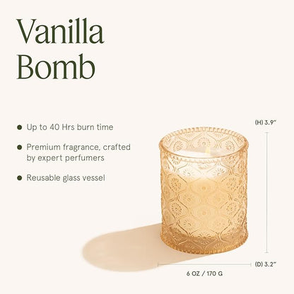 LA JOLIE MUSE Fall Candle | Vanilla Bomb Candle –Vanilla, Lemon Zest & Patchouli | 6 oz Cotton Wick | Natural Soy Wax | 40 Hours Clean Burn | Gift-Ready for Autumn Hosting | Seasonal Home Décor