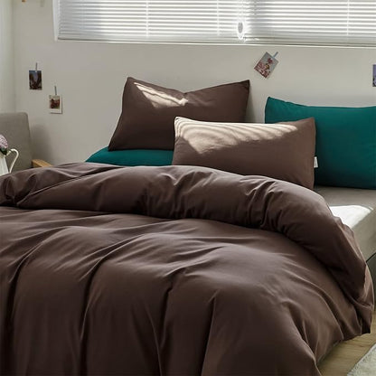 Pureant Dark Brown Comforter Set King Size Mocha Coffee Bedding Comforters Plain Color Cotton Bed Quilts Men Women Solid Chocolate Comforter Luxury Soft Dusty Brown Comforter Bedding Vintage Chestnut