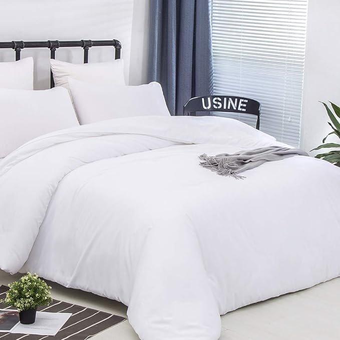 CLOTHKNOW White Queen Comforter Set 3Pcs White Bedding Comforter Sets All Season Soft Bed Comforter Sets Queen Comforter with 2 x Pillowcases