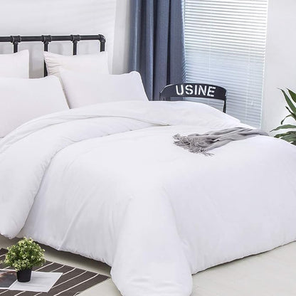 CLOTHKNOW White Queen Comforter Set 3Pcs White Bedding Comforter Sets All Season Soft Bed Comforter Sets Queen Comforter with 2 x Pillowcases