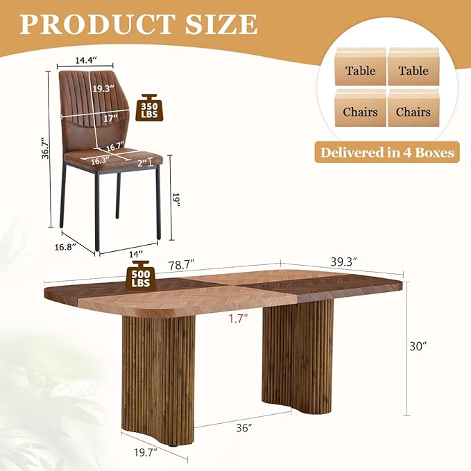 Dining Table Set for 8 - Large 79" Rectangular Kitchen Table Set for 8 with Cushioned Chairs,Modern Mid-Century Wood Dining Room Table Set for 8 Ideal for Kitchen & Gatherings