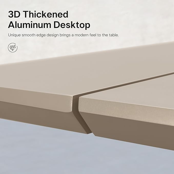 PURPLE LEAF Outdoor Dining Table Set of 7, Aluminum Outdoor Patio Table and Chairs Set with Olefin Cushions, Patio Furniture Set for Garden or Deck, Beige