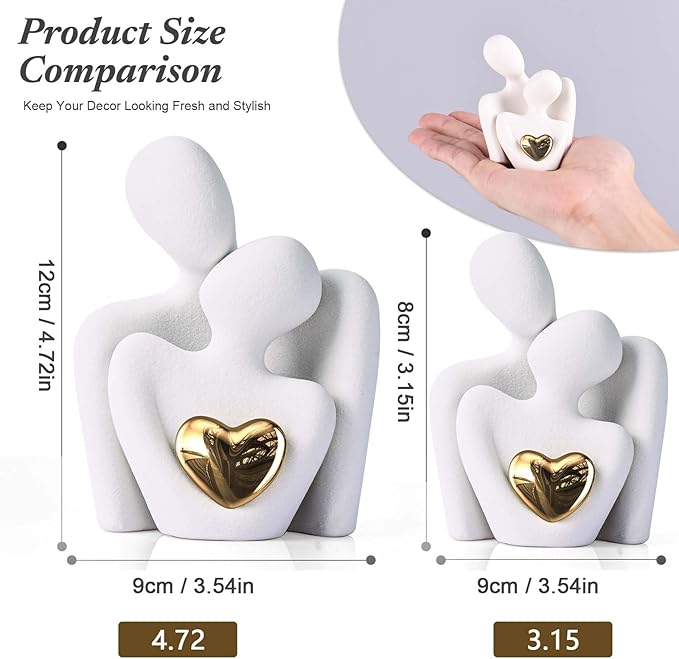 Mini Couple Statue Tv Stand Decor Items for Living Room Home Decor,Bedroom Decor for Couples Sculpture for Anniversary Wedding,Love Gifts for Couples 2025,Knick Knacks for Shelve (White, 3.15in)
