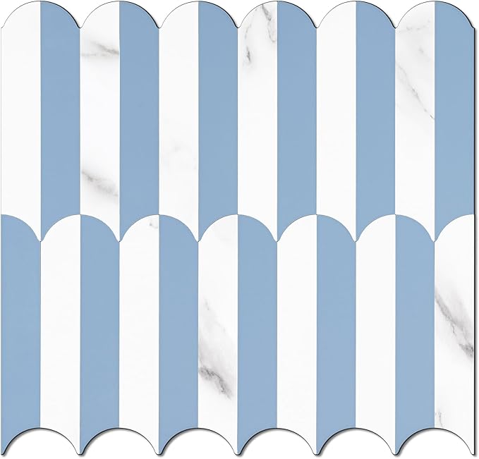 Vamos Tile Peel and Stick Backsplash Seamless Tile,10-Sheets Stick on Backsplash for Kitchen and Bathroom,Light Blue and Statury White PVC Self Adhesive Mosaic Tiles