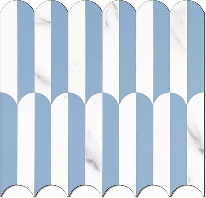 Vamos Tile Peel and Stick Backsplash Seamless Tile,10-Sheets Stick on Backsplash for Kitchen and Bathroom,Light Blue and Statury White PVC Self Adhesive Mosaic Tiles
