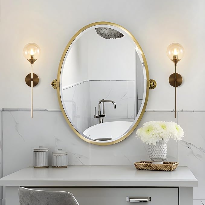 KCO Lighting Brushed Brass Gold Wall Mounted Sconce Mid Century Modern Wall Light Fixture Vintage Long Wall Lamp Amber Glass Wall Sconce Lighting Globe Round Wall Light (Amber)