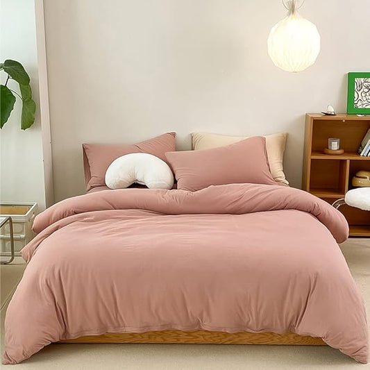 CLOTHKNOW Pink Comforter Set California King 3Pcs Mauve Blush Bedding Comforter Sets Soft All Season Dusty Rose Comforter with 2 x Pillow Cases