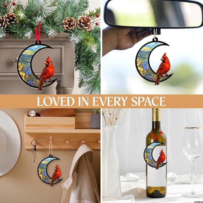 Christmas Cardinal Gifts for Women Men - Memorial Christmas Ornaments 2025, Sympathy Gifts for Loss of Loved One Mom Son, Memorial Bereavement Gift Ideas, Xmas Tree Decoration Suncatcher